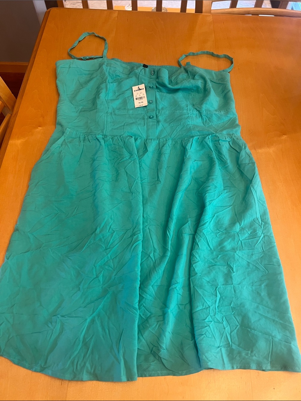 Express Teal Spaghetti Strap Sundress